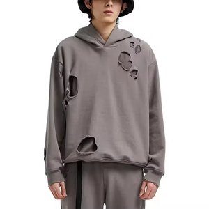 Sudadera con Capucha para Hombre, Diseño Nuevo, Personalizada, Desgastada, con Agujeros en los Pulgares, Diseño Lavado Ácido - Product Image 1