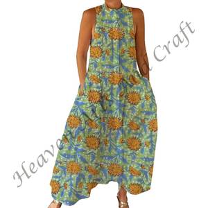 Beach Vacation <b>Sweet</b> Eco-Friendly Washable Floral Sleeveless Regular Fit Maxi Jumpsuit For Women For Spring/Summer Adults - Product Image 6