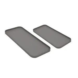 Plateau Rectangle en fer classique couleur noire ensemble de 2 plateaux de service de grande taille et plateau décoratif pour hôtel et restaurant en vrac - Product Image 3