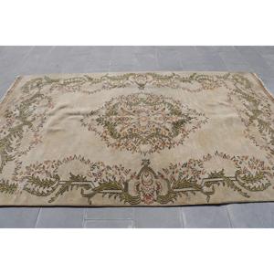 พรมวินเทจขนาด 5.7x9.3 ฟุต พรมตุรกีขนาดใหญ่ พรมลายตารางสีน้ำตาลทำจากขนสัตว์ - Product Image 3