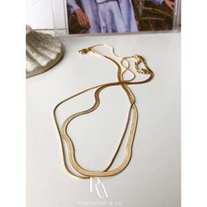 Collana a spina di pesce a doppio strato in oro da 3 mm, placcata oro, non si ossida, impermeabile, impilabile, alla moda - Product Image 5