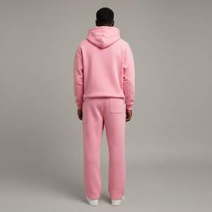 Ensemble survêtement personnalisé OEM 450 GSM pour homme, couleur personnalisée, streetwear, uni, mi-lourd, ample, 2 pièces, sweat-shirt à capuche, pantalon de survêtement à jambes larges - Product Image 4