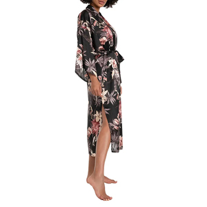 Lujoso Albornoz para mujer 100% poliéster satén verano suave transpirable térmico altamente absorbente bolsillos y cuello - Product Image 3