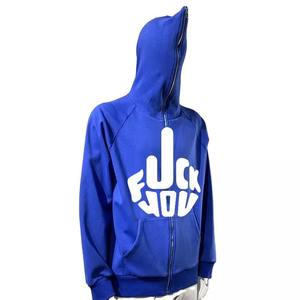 Calidad de lujo 100% algodón peso pesado cremallera completa Puff estampado Streetwear Sudadera con capucha para hombres patrón sólido para invierno - Product Image 3
