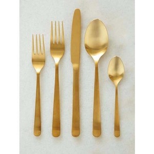 <b>Gold</b> Polished Stainless Steel Flatware Set with Modern Thick Handle Design High Quality Luxury Royal Flatware - Product Image 2