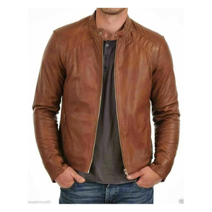 Chaqueta de Cuero Genuino para Hombre, Precio al por Mayor, Cortavientos, Estilo Urbano de Invierno, Diseño Personalizable con Logotipo Frontal - Product Image 2
