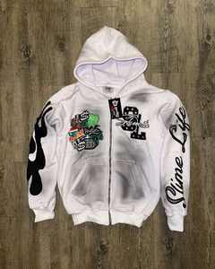 Sudadera con capucha y sudadera Unisex lavada con ácido 450gsm 320gsm Sudadera con capucha Puff Impreso Bordado desgastado Sudadera para hombre Logotipo personalizado - Product Image 1