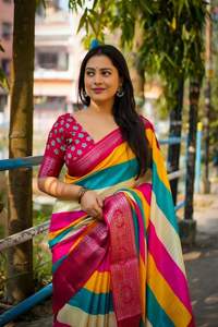 ผ้าคอตตอนเนื้อนุ่มสำหรับสตรีผ้าทอส่าหรีแบบสวยงามทันสมัย - Product Image 2