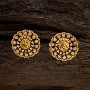 Floral <b>Stud</b> <b>Earrings</b> for Wedding Party Religious Occasions-Brass & Zinc Alloy with Zircon Pearl or Turquoise Stones - Product Image 1