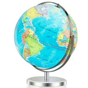 Metal Globe Sculpture Outdoor Large Metal Globe With <b>Stand</b> Aluminum Sculpture for Outdoor Globe Sculpture - Product Image 1