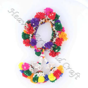 Banjara – Bracelet de Costume de danse du ventre ethnique Tribal, manchettes Vintage indiennes avec pompons - Product Image 1