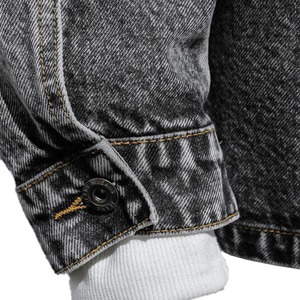 Chaqueta vaquera con capucha Vintage a prueba de viento para hombre de talla grande, bolsillos con solapa, hombro caído, ajuste de gran tamaño, negro, alta calidad para hombre - Product Image 5