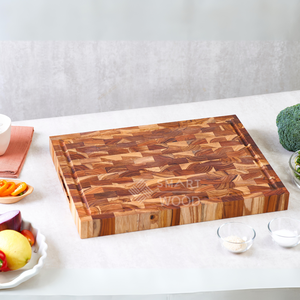 Bloque de cortar rectangular de teca de grano grueso de alta calidad, el mejor Material de madera para cortar alimentos de cocina - Product Image 1