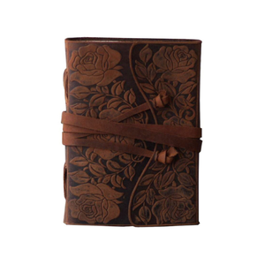 Antique Rose en relief en cuir véritable Journal fait à la main classique religieux couverture souple carnet de croquis Vintage sangle serrure pour voyage - Product Image 1
