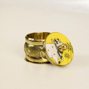 Brass Pichwai Art Sindoor Dibbi for Indian <b>Wedding</b> <b>Bride</b> Pooja Room Use Traditional Kumkum Box Handmade <b>Gift</b> - Product Image 4