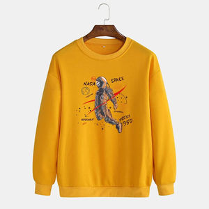 Custom Women's Crewneck Sweatshirt Embroidery Print Yellow <b>Polyester</b> Cotton Casual Long Style for Autumn & Winter Seasons" - Product Image 1