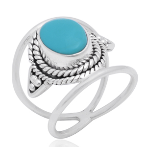 12X9มม. พลอยสีเทอร์ควอยส์ธรรมชาติ925เงินสเตอร์ลิงของขวัญคริสต์มาสแหวน5.18gm เจ้าหญิงอัญมณีเพชร Cabochon - Product Image 1