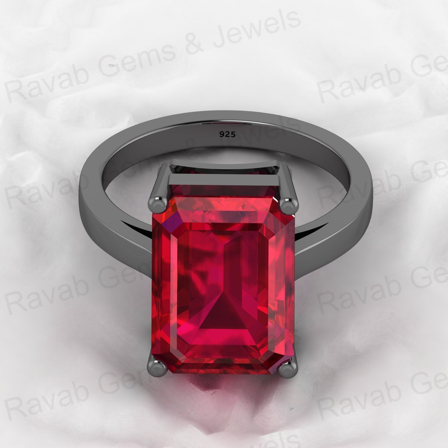 New Arrival 925 Sterling Silver 10x14mm Red Garnet Hydro Rectangle 