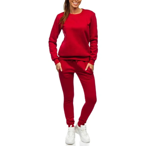 Custom Women Tracksuit Set Red Sweatshirt <b>Jogger</b> Pants Two Piece Sportswear Winter Fitness Gym Wear Premium Cotton Blend Formal - Product Image 2