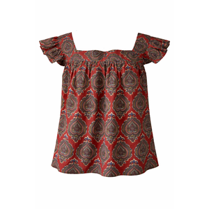 Blusa de Mujer con Estampado Floral, Cuello Cuadrado, de Chifón, Lino y Algodón, Corte Holgado, Casual, Transpirable, con Volantes y Manga Corta, para Primavera, Talla XS - Product Image 3