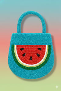 Bolso de Mano con Cuentas de Frutas Tropicales Mixtas, Patrón de Paisaje Bordado, Bolso Vibrante para Vacaciones de Verano, Accesorio de Moda, Lavado a Mano - Product Image 3