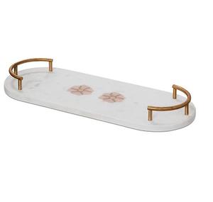 Lujo Premium único nuevo diseño gran oferta nueva llegada bandeja de servicio de mármol con mango de Metal para decoración de mesa uso de cocina - Product Image 4