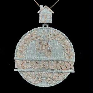 จี้เพชร ROSAURA แบบกำหนดเอง ชุบทอง ตัวอักษรแบบฮิปฮอป เครื่องประดับคุณภาพดี รูปทรงกลม ของขวัญ - Product Image 1