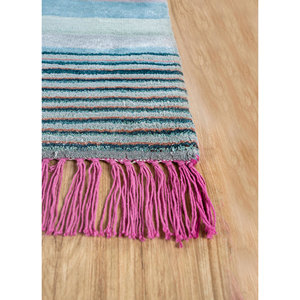 Tapis en laine et soie de bambou noué à la main Manchaha rose et violet, motif géométrique Lev-758 pour la décoration intérieure, tapis Jaipur US - Product Image 4