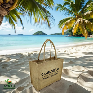 Bolsas de compras de supermercado hechas de yute con algodón incorporado para tiendas de comestibles y centros comerciales - Product Image 1