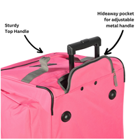 Sac de voyage à roulettes rose léger et durable avec 8 poches, multifonctionnel, sac de voyage avec roues, bagage à main professionnel