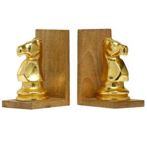 Chess Horse Decorative Bookend Metal and Wood Tabletop Home Decoration <b>Book</b> Stands Latest Modern Factory Direct Rate - Product Image 2