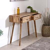 Table console avec 2 tiroirs en bois de manguier clair Marlowlight