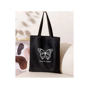 กระเป๋าช้อปปิ้งปักลายผ้าคอตตอน100% งานทำมือสไตล์อินเดียพิมพ์ลายผีเสื้อผ้าแห้งเร็วรีไซเคิลได้น้ำหนักเบา - Product Image 1