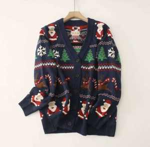 OEM Customized Winter Single-Breasted Knitted <b>Cardigan</b> <b>for</b> Women V-Neck Jacquard Pattern <b>Long</b> Sleeves Loose Waterproof Casual - Product Image 5