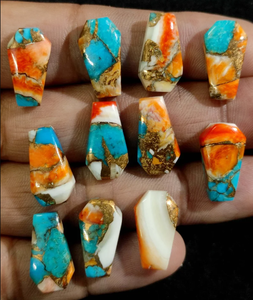 Cabujón liso con forma de ataúd turquesa de cobre de ostra espinosa Natural para la fabricación de joyas, collar de piedras preciosas, anillo, pulsera de piedra natal - Product Image 2