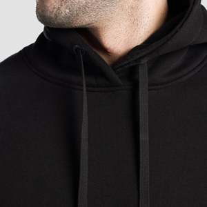 Sweat à capuche noir Baseline 100% coton French Terry écologique Taille XL Broderie 3D Sérigraphie Motif uni - Product Image 6
