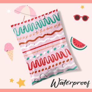 ถุงพลาสติกกันน้ำแบบมีกาวในตัว HUAMAO สำหรับบรรจุภัณฑ์ธุรกิจอีคอมเมิร์ซขนาดเล็ก รีไซเคิลได้ ใช้ซ้ำได้ สีชมพู - Product Image 1