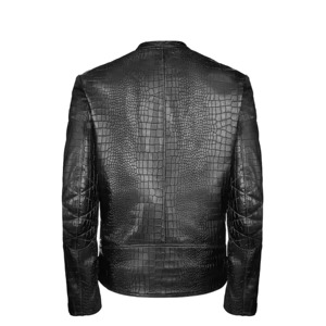 Veste d'hiver pour homme en cuir de crocodile 2025, en cuir de vache plaqué crocodile, finition artisanale - Product Image 5