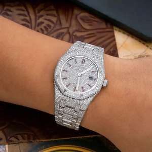 New Arrival High Quality Fully Iced Moissanite Diamond Hip Mechanical Watch <b>Water</b>-Resistant with Stainless Steel Dial <b>Case</b> - Product Image 4