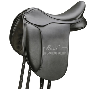 Selle d'équitation anglaise en cuir véritable de designer avec arceau en plastique pour le saut d'obstacles, la course et l'équipement d'équitation - Product Image 1