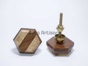 Poignées rondes en bois pour armoires et tiroirs, poignées de porte en hêtre peintes, poignées en bois massif en forme de champignon - Product Image 3