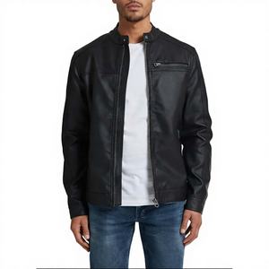 Veste de moto en cuir véritable pour homme, col montant, séchage rapide, collection automne - Product Image 1
