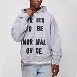 Luxe uni 600gsm épais coton lourd 100% mélange français éponge hiver unisexe recadrée Double fermeture éclair sweat à capuche zippé personnalisé - Product Image 6