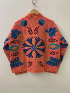 Veste indienne Suzani broderie coton Suzani manteau veste d'été manteau Suzani veste courte - Product Image 2