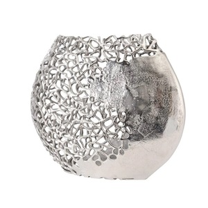Pot de fleurs et vase en aluminium J N Crafts, design moderne, artisanat d'intérieur/extérieur, article décoratif pour table, bureau, mariage, fête - Product Image 1