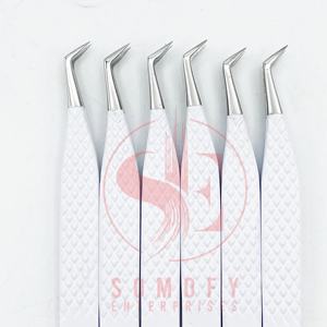 Meilleure vente pince à cils en acier inoxydable de haute qualité avec couleur blanche et argent/embouts en fibre de volume durable - Product Image 6