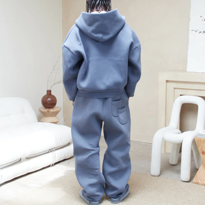 Survêtement 2 pièces en coton et polyester unisexe à manches longues pour un usage quotidien Haut à capuche décontracté Respirant Écologique Séchage rapide Solide - Product Image 4