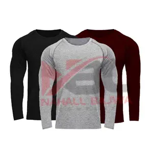 Man Lange Mouw Mesh Polyester Sneldrogende Workout Gym Atletische T-Shirt.