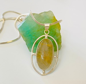 925 argent Sterling élégant bohême pendentif doré rutile à la main pierres précieuses lunette réglage pour la fête des enfants hindouisme bijoux - Product Image 1