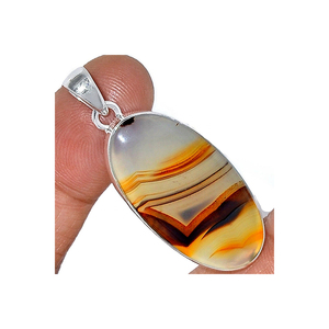 925 Sterling Silver Haute Qualité Montana Agate Gemstone Lunette Réglage Pendentif OEM Forme Ovale Pierre ODM En Gros Fine Jewelry - Product Image 3